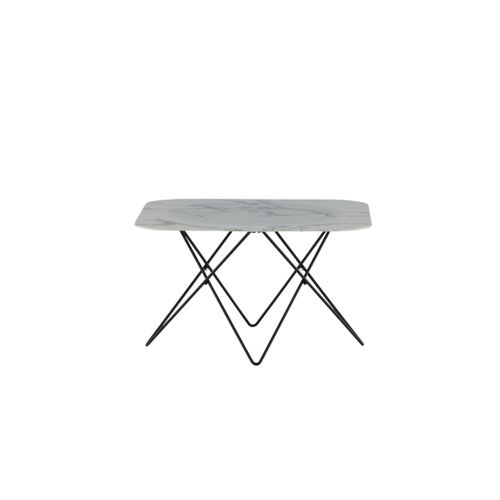 Table Basse En Verre Marbré "tristar" 80cm Blanc
