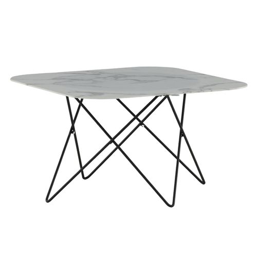 Table Basse En Verre Marbré "tristar" 80cm Blanc