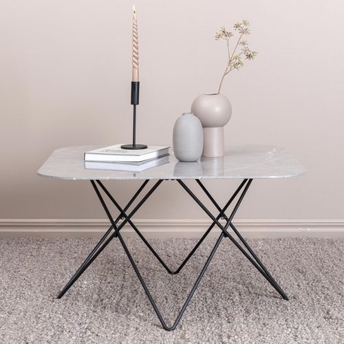 Table Basse En Verre Marbré "tristar" 80cm Gris