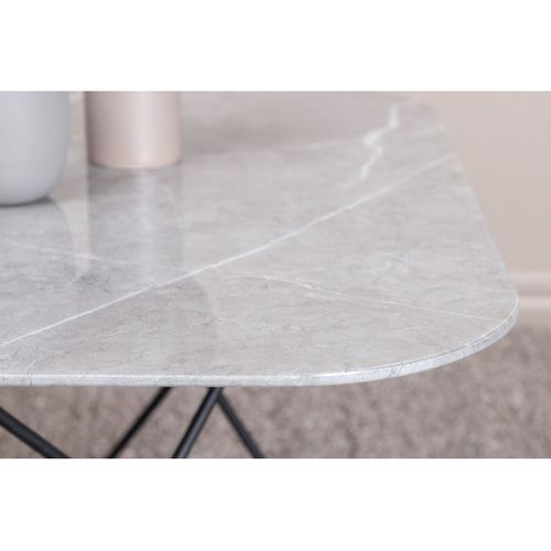 Table Basse En Verre Marbré "tristar" 80cm Gris