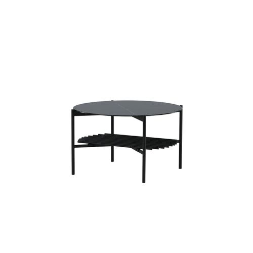 Table Basse En Verre "von Staf" 80cm Noir Marbre