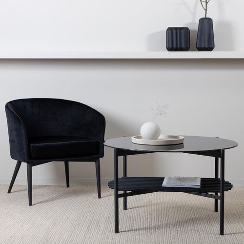 Table Basse En Verre "von Staf" 80cm Noir Marbre