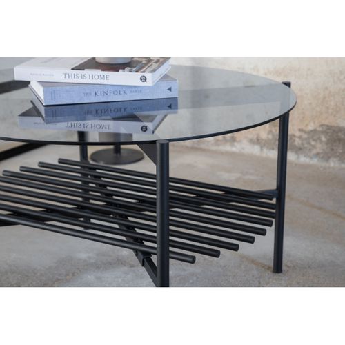 Table Basse En Verre "von Staf" 80cm Noir
