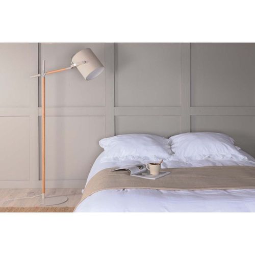 Lampadaire En Acier Et Lin Beige Dennis