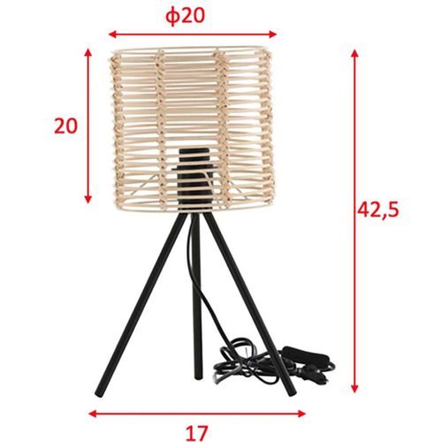 Lampe à Poser En Acier Et Rotin Fence