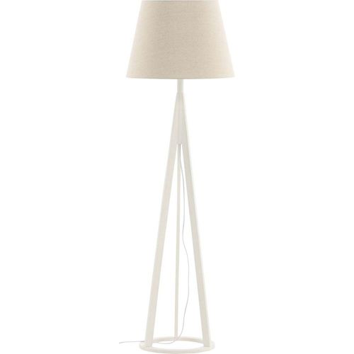 Lampadaire En Hévéa Et Lin Kona Blanc