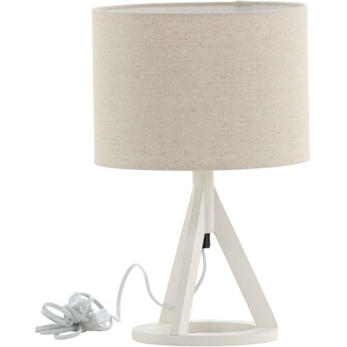 Lampe à Poser En Hévéa Et Lin Kona Blanc