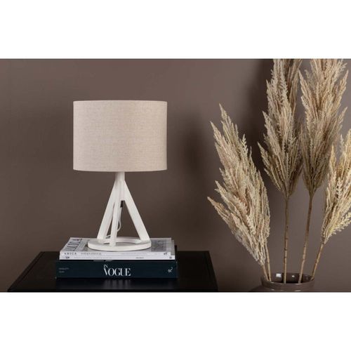Lampe à Poser En Hévéa Et Lin Kona Blanc