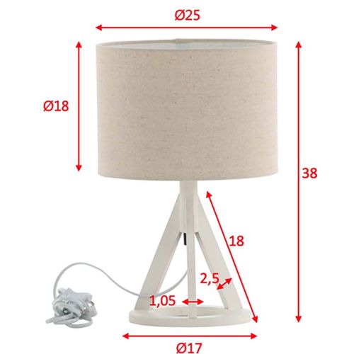 Lampe à Poser En Hévéa Et Lin Kona Blanc