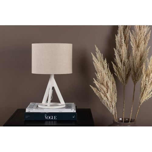 Lampe à Poser En Hévéa Et Lin Kona Blanc