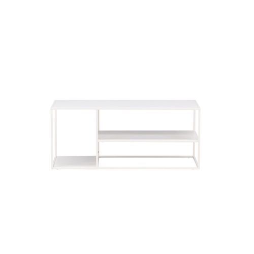 Table Basse Avec Étagères "staal" 120cm Blanc