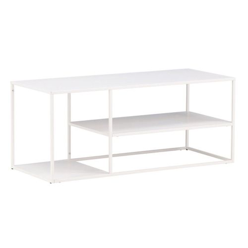 Table Basse Avec Étagères "staal" 120cm Blanc