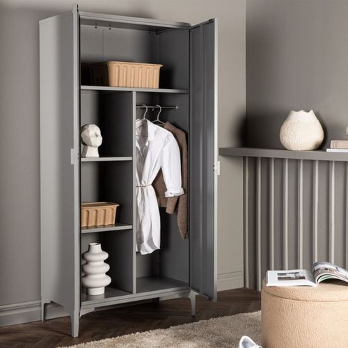 Armoire 2 Portes En Acier Piring Gris Clair