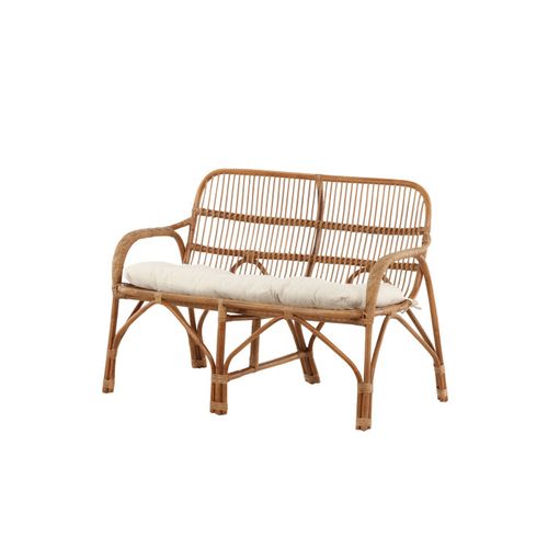 Canapé De Jardin 2 Places En Rotin "nella" 130cm Naturel