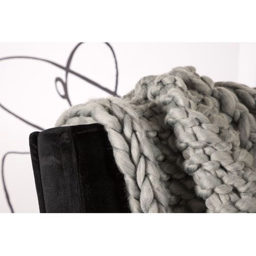 Jeté De Canapé Plaid Grosse Maille En Polyester Kate 170 X 130 Cm Gris