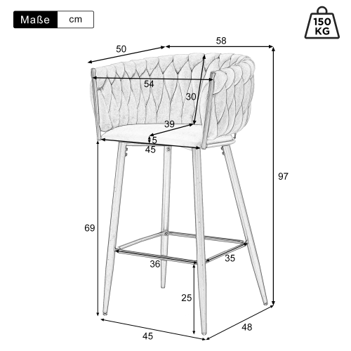 Lot De 2 Tabourets De Bar En Velours - Gris