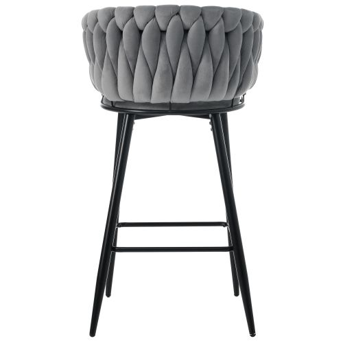 Lot De 2 Tabourets De Bar En Velours - Gris