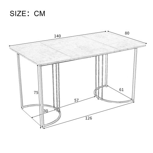 Ensemble Table Et Chaises, Mdf Blanc, Chaises En Velours Noir, Pieds Dorés, 140×80 Cm