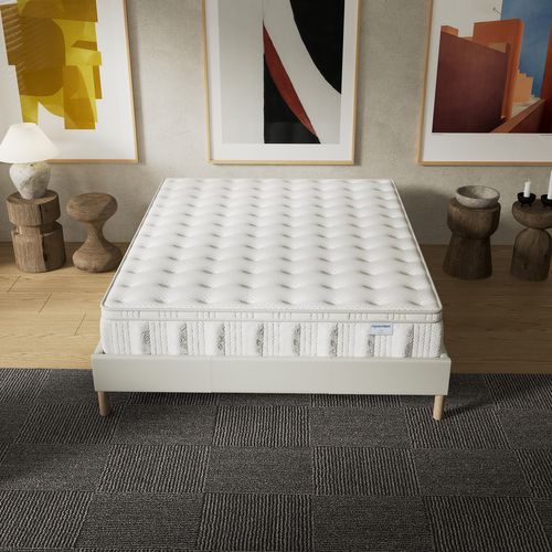 Matelas ressorts ensachés 140x190 cm accueil mousse charbon Ép.30 cm