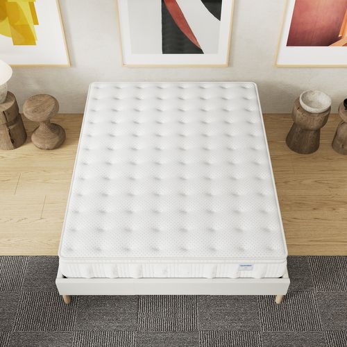 Matelas ressorts ensachés 140x190 cm accueil mousse charbon Ép.30 cm