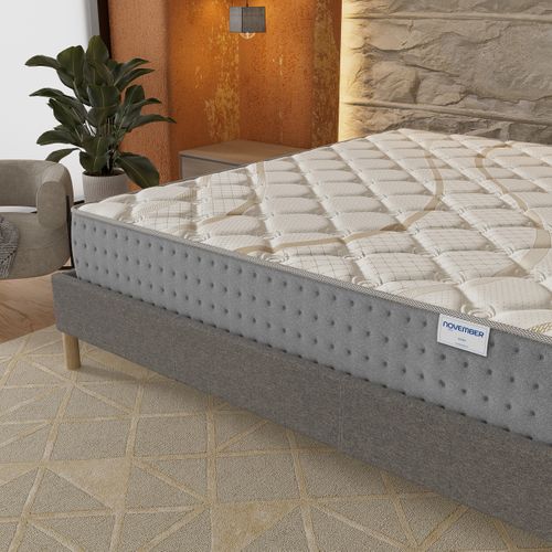 Ensemble 140x190 cm, sommier + matelas ressorts ensachés, ép.25cm accueil mousse HR