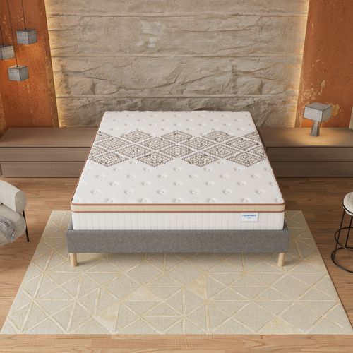 Ensemble 140x200 cm, sommier + matelas ressorts ensachés, ép. 28cm accueil mousse HR