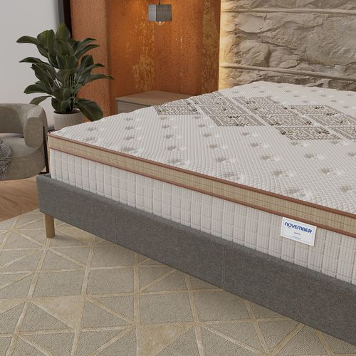 Ensemble 140x200 cm, sommier + matelas ressorts ensachés, ép. 28cm accueil mousse HR