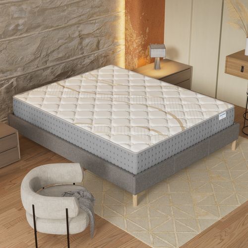Ensemble 140x200 cm, sommier + matelas ressorts ensachés, ép.25cm accueil mousse HR