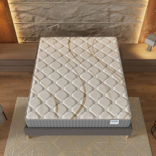 Ensemble 140x200 cm, sommier + matelas ressorts ensachés, ép.25cm accueil mousse HR