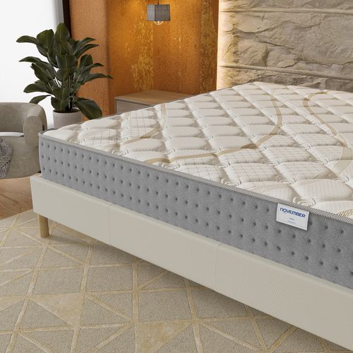 Ensemble 140x200 cm, sommier + matelas ressorts ensachés, ép.25cm accueil mousse HR