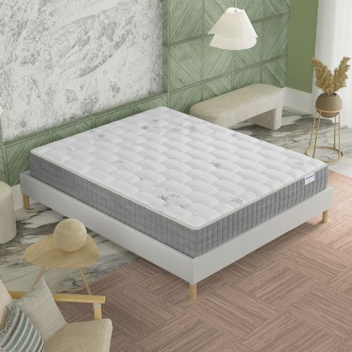 Ensemble 140x200 cm, sommier + matelas ressorts ensachés, ép. 25cm à mémoire de forme