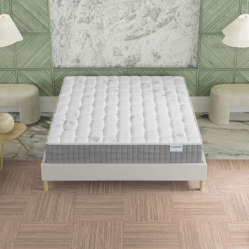 Ensemble 140x200 cm, sommier + matelas ressorts ensachés, ép. 25cm à mémoire de forme