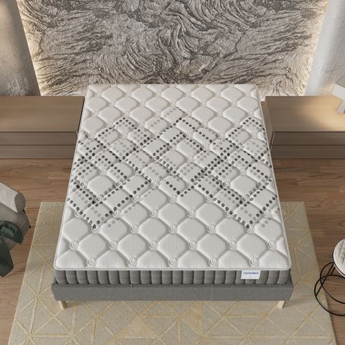 Ensemble 140x200 cm, sommier + matelas ressorts ensachés, ép.20cm accueil mousse HR