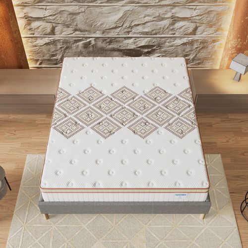 Ensemble 120x190 cm, Sommier + Matelas Ressorts Ensachés, ép. 28cm accueil mousse HR