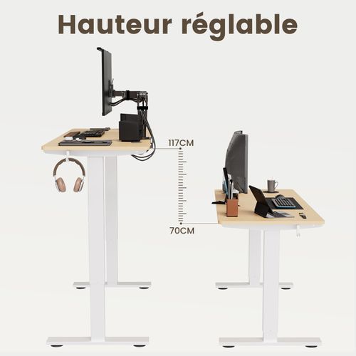 Bureau Assis Debout 60 X 140 Cm, Fonction Mémoire Et Anti-collision,bureau Réglable 70-117cm