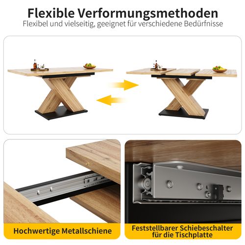 Table Extensible Téléscopique 119-158,5x80 Cm, Bois, Avec Plaques D'extension, Pour Cuisine