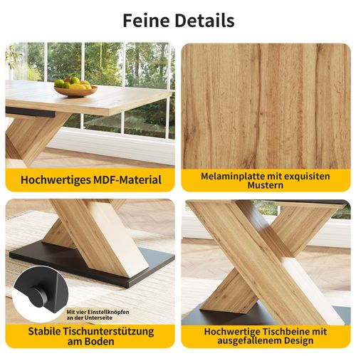 Table Extensible Téléscopique 119-158,5x80 Cm, Bois, Avec Plaques D'extension, Pour Cuisine