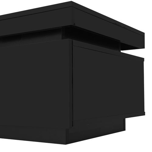 Ensemble Meuble TV Mural Mdf Noir Table Basse Et Rangement LED Finition Brillante