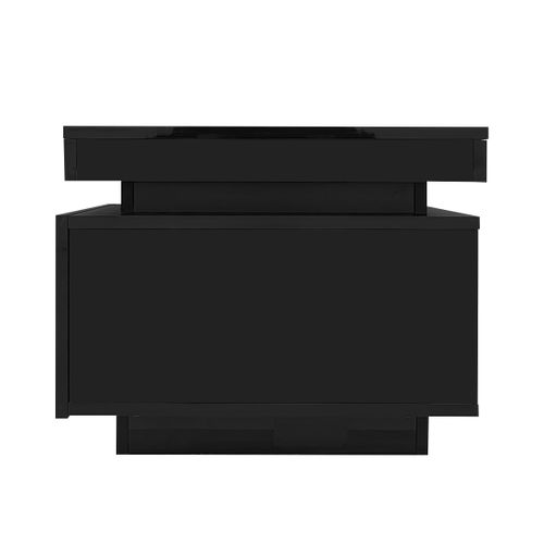 Ensemble Meuble TV Mural Mdf Noir Table Basse Et Rangement LED Finition Brillante