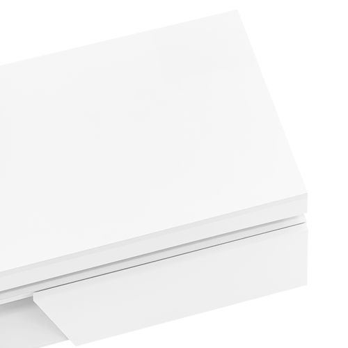 Ensemble TV Mural Laqué Mdf Blanc Avec Table Basse Et Meuble TV LED Style Moderne