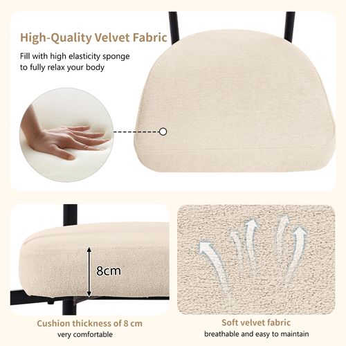 Ensemble Table Et Chaises (5 Pièces), Pieds Métalliques Design, 4 Chaises Simili Cuir Crème, Crème