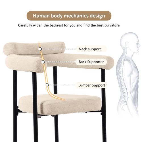Ensemble Table Et Chaises (7 Pièces), Pieds Métalliques Design, 6 Chaises Simili Cuir Crème, Crème