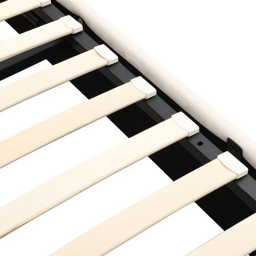 Lit Rembourré En Velours 140x190 Cm Avec Sommier à Lattes 2 Tiroirs Rangement, Beige