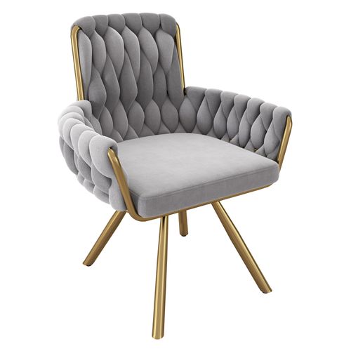 Lot De 4 Fauteuils Pivotants En Velours Avec 4 Pieds En Métal Pour Salon Ou Chambre, Gris