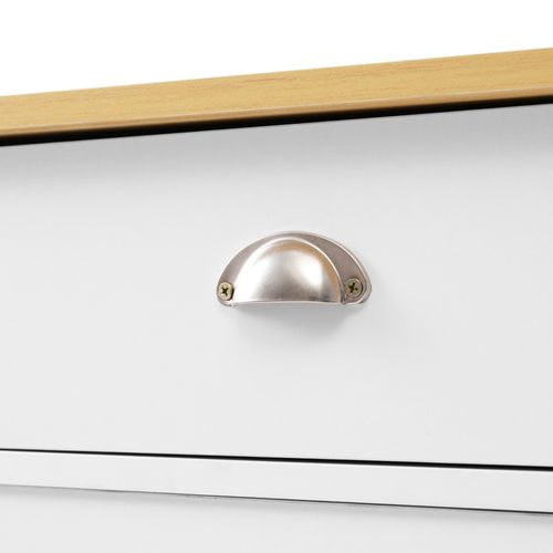 Chariot Cuisine Blanc 112x40(70)x94 Cm Avec Plateau Rabattable, Portes, Roulettes, Pieds Bois