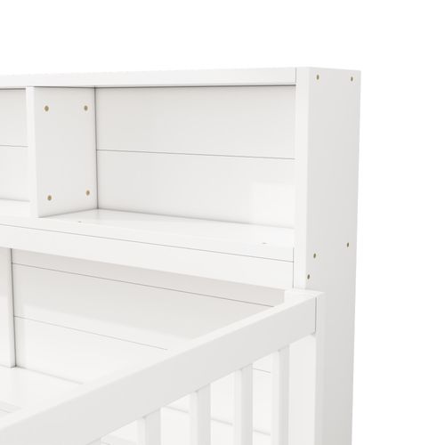 Lit De Jour 140*200 Cm, Canapé-lit, Rangement, Sommier à Lattes, Bois De Pin, Blanc