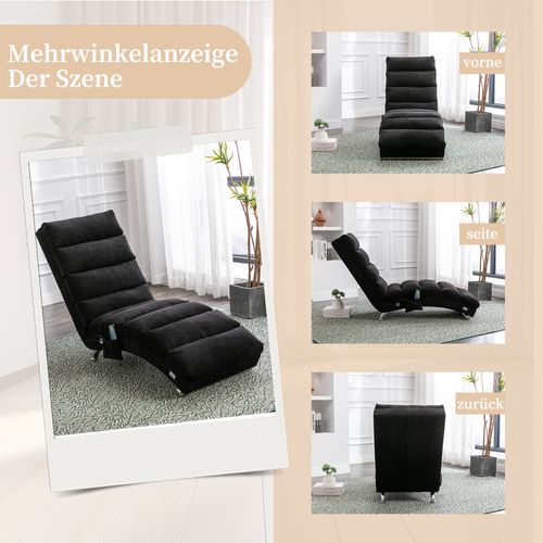 Chaise Longue De Massage En Toile De Jute, Électrique, 5 Modes, Avec Télécommande, Noir