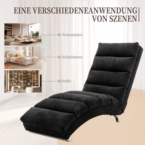 Chaise Longue De Massage En Toile De Jute, Électrique, 5 Modes, Avec Télécommande, Noir