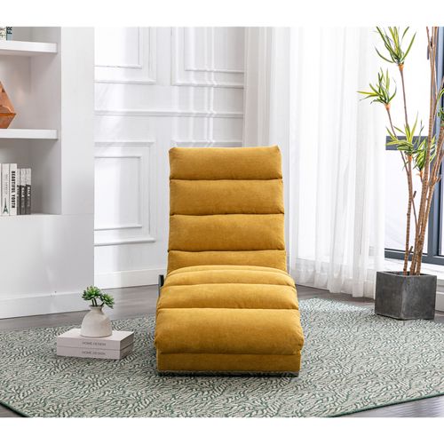 Chaise Longue De Massage En Toile De Jute, Électrique, 5 Modes, Avec Télécommande, Jaune