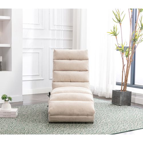 Chaise Longue De Massage En Toile De Jute, Électrique, 5 Modes, Avec Télécommande, Beige